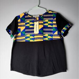 Bold Tribal Pattern Afrocentric Top XXL Wax Print Cotton Top NWT Shenbolen